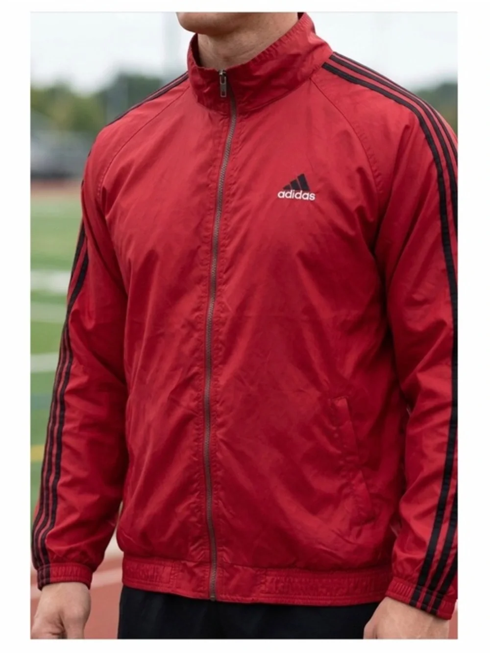 Adidas Windbreaker Jacket Hooded spring Large Chest 53” Excellent Condition